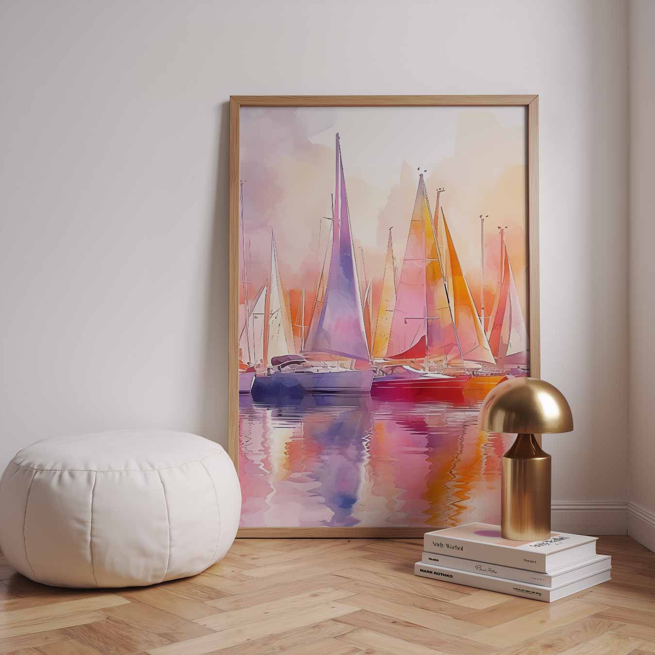 Kleurrijke Zeilboten in Waterverf Poster-WallArtistic