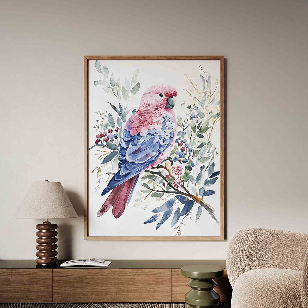 Papegaai en bladeren Poster