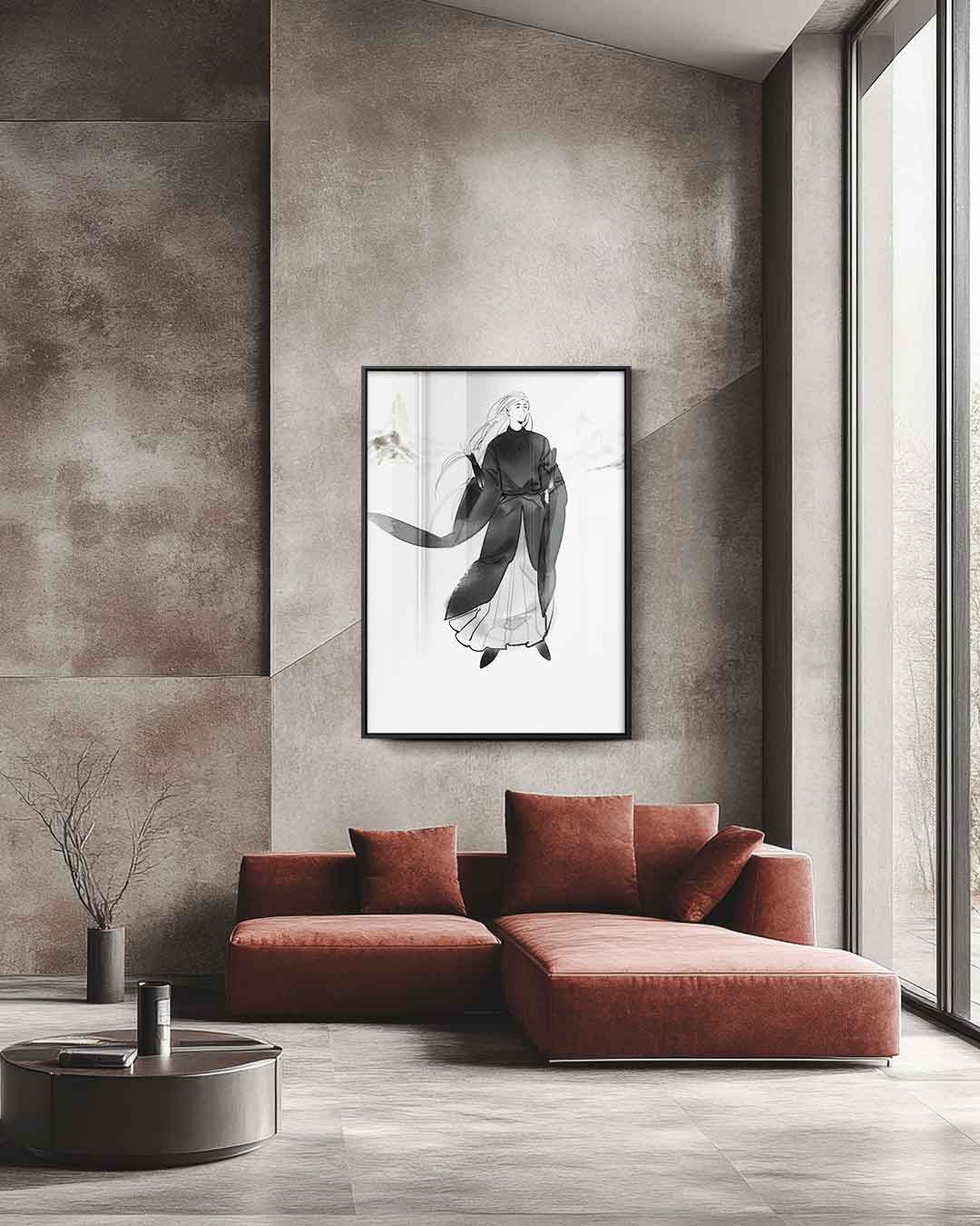 Mystieke Krijger in de Mist Kunstwerk-canvas-dibond-plexiglas-wanddecoratie-WallArtistic