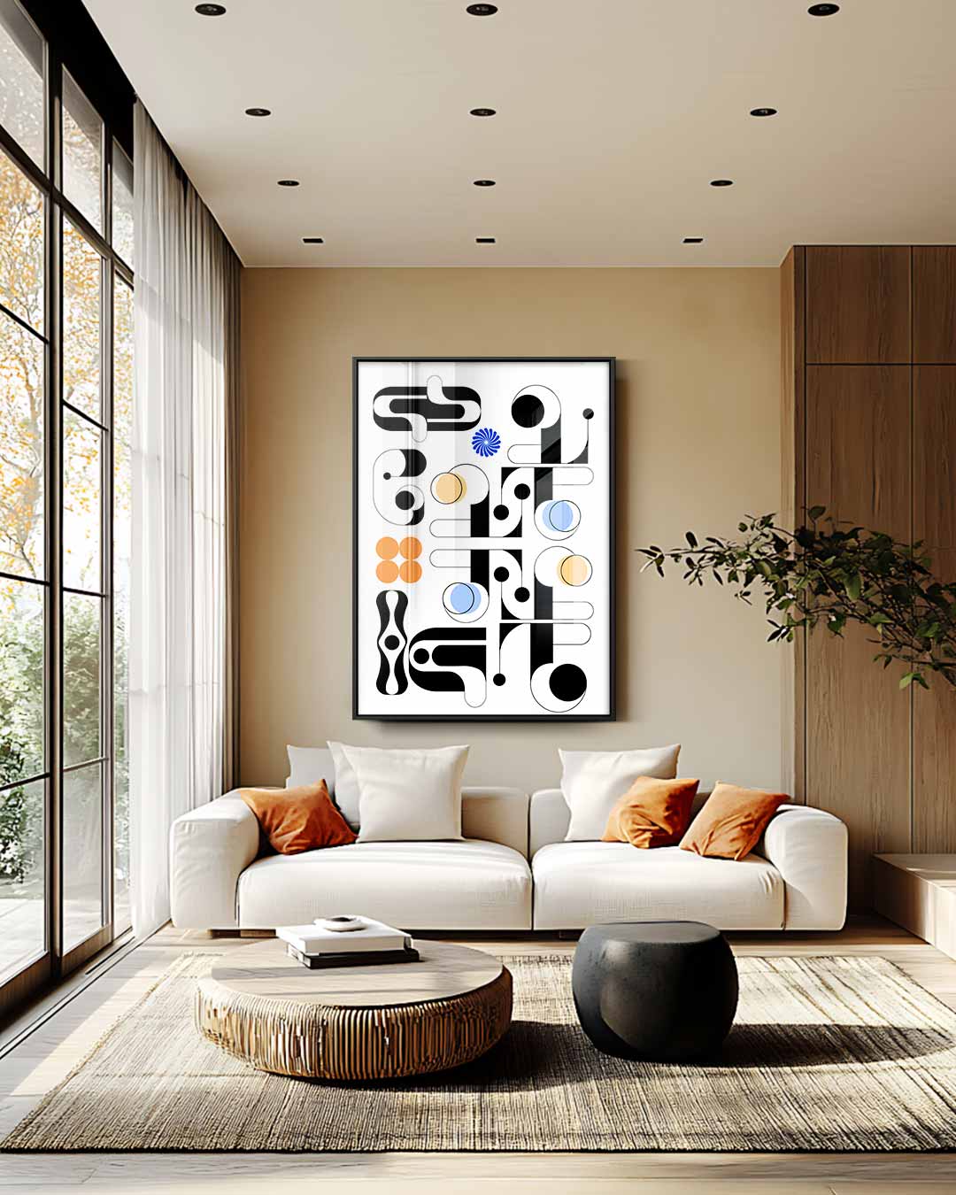Abstracte Geometrische Compositie Kunstwerk-canvas-dibond-plexiglas-wanddecoratie-WallArtistic