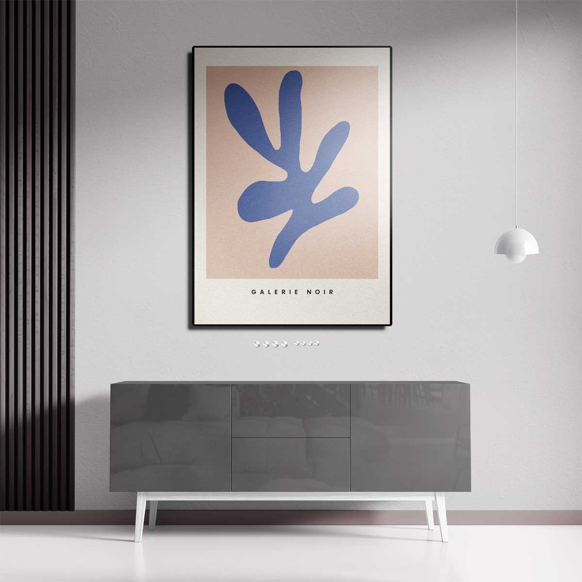 Abstracte Blauw Op Beige Kunstwerk-canvas-dibond-plexiglas-wanddecoratie-WallArtistic
