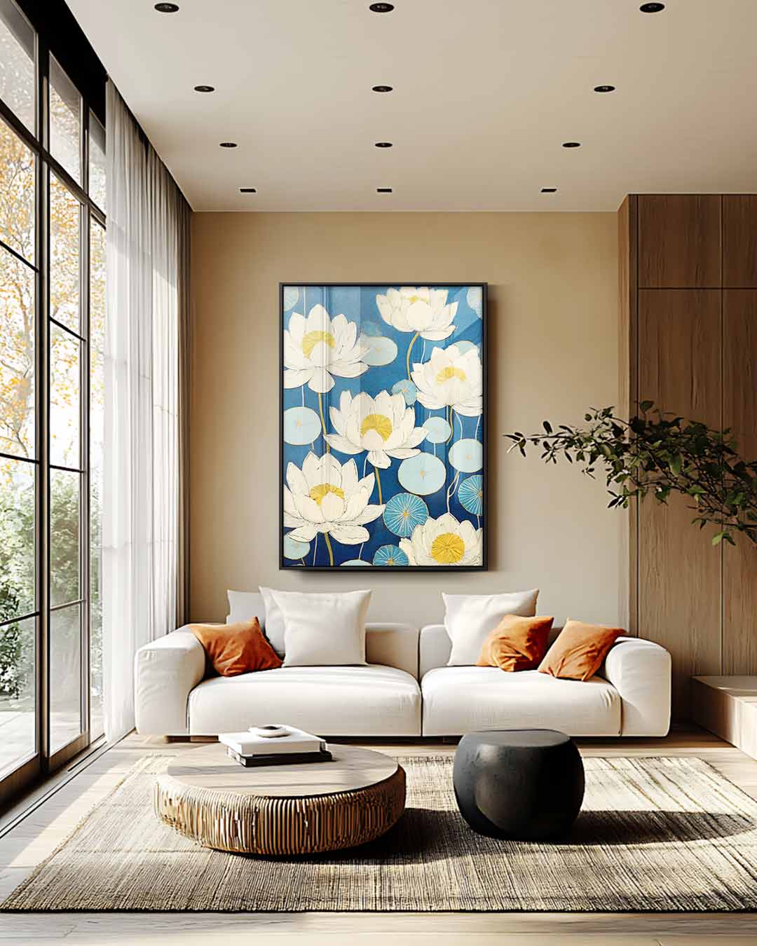 Blauwe Lotus Dromen Kunstwerk-canvas-dibond-plexiglas-wanddecoratie-WallArtistic
