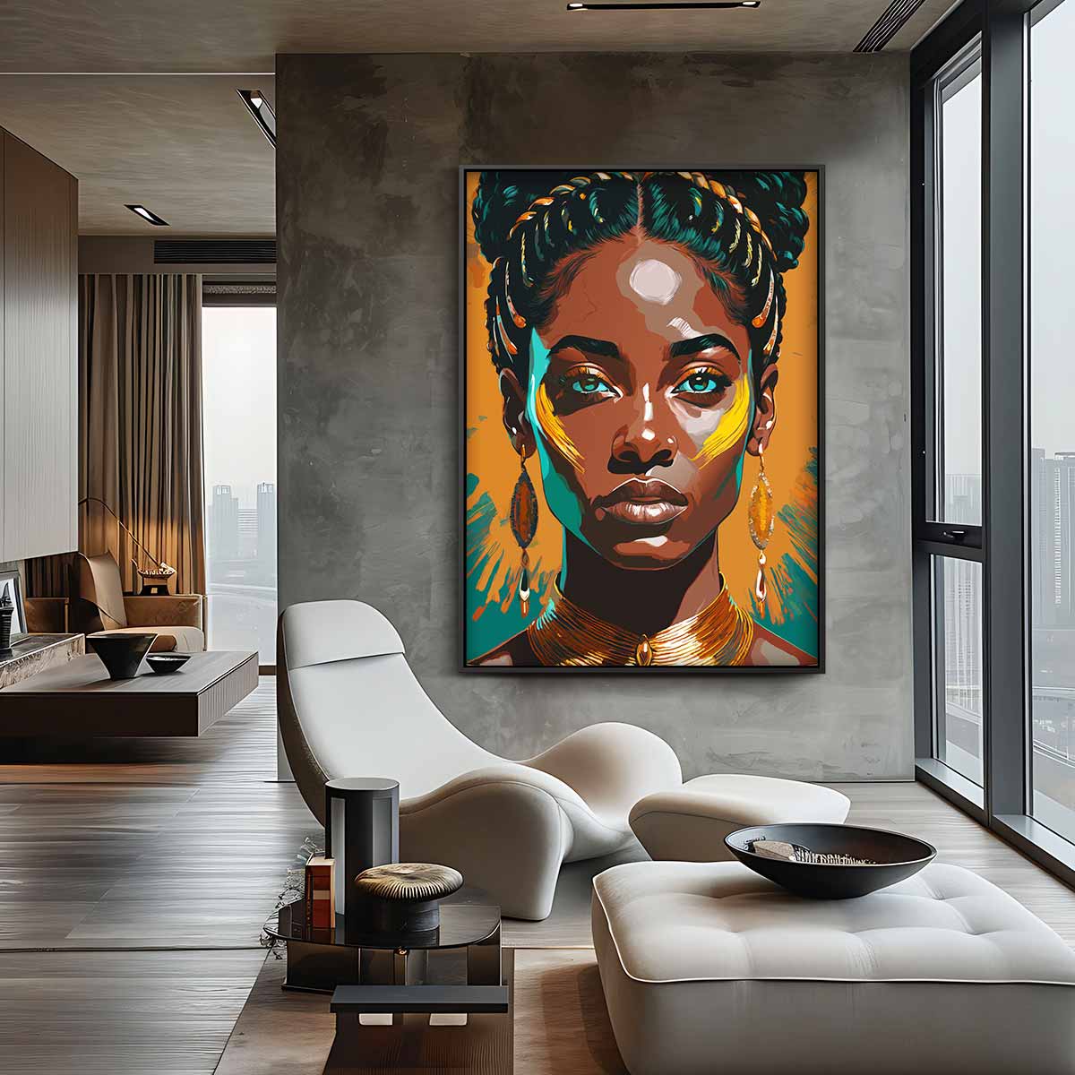 Krachtige Blik Portret Kunstwerk-canvas-dibond-plexiglas-wanddecoratie-WallArtistic