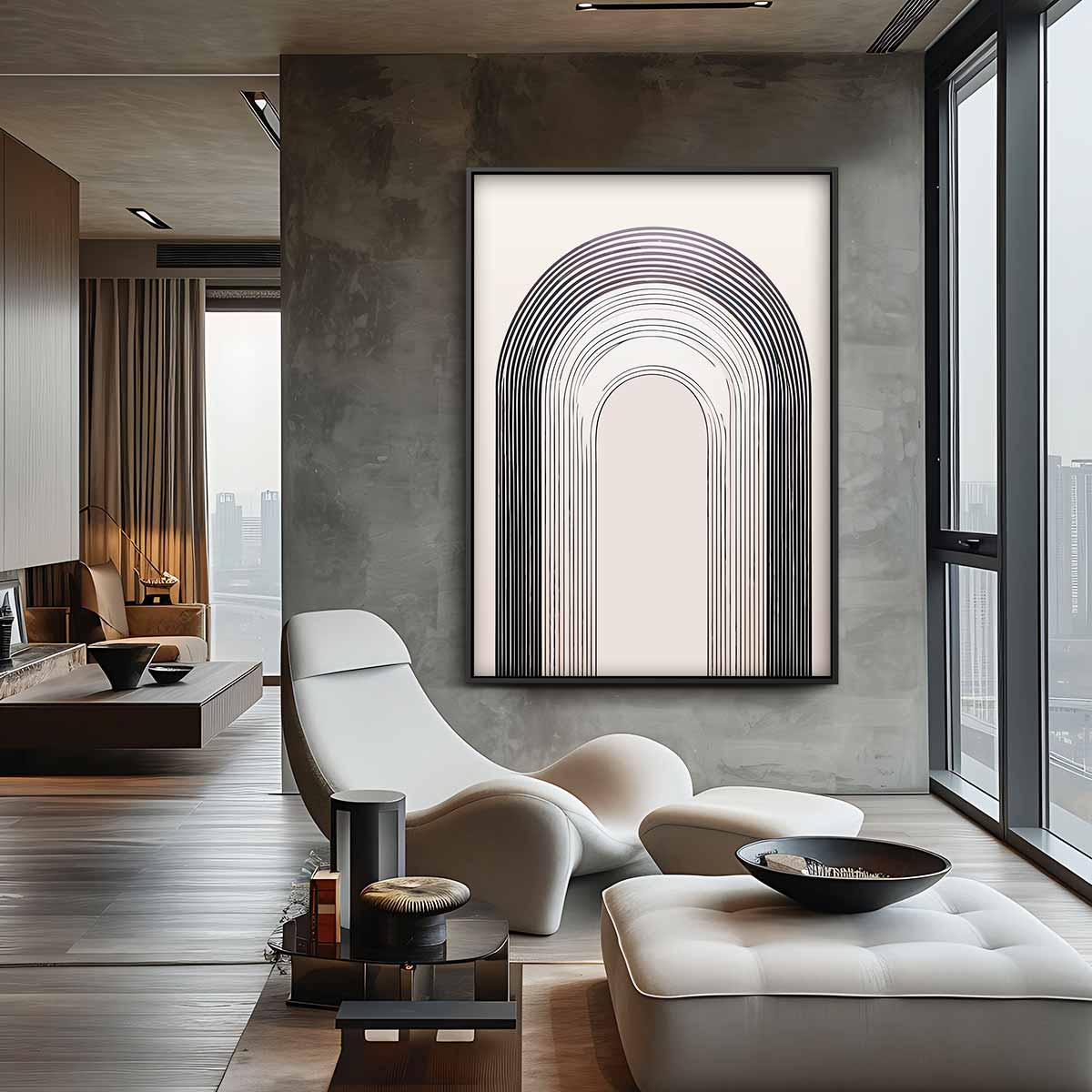 Abstracte Booglijn Kunstwerk-canvas-dibond-plexiglas-wanddecoratie-WallArtistic