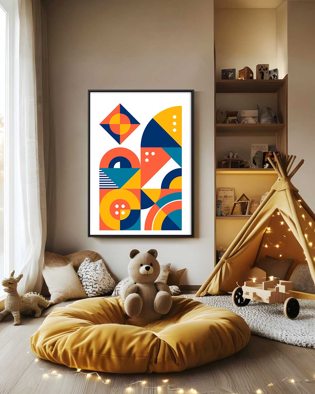Energiek Geometrisch Canvas Kunstwerk-canvas-dibond-plexiglas-wanddecoratie-WallArtistic
