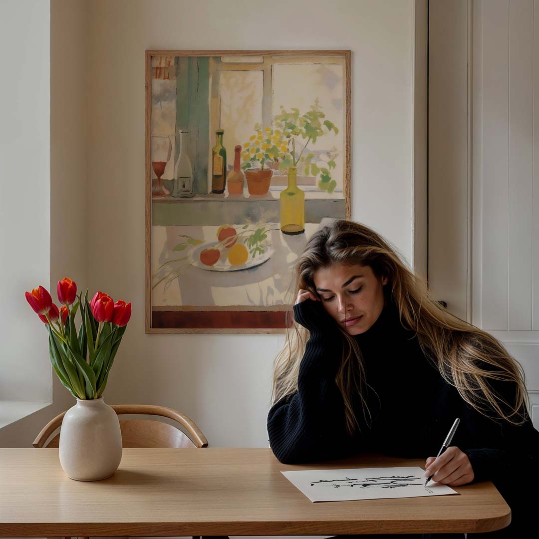 Gezellige Keukenraam Poster-WallArtistic