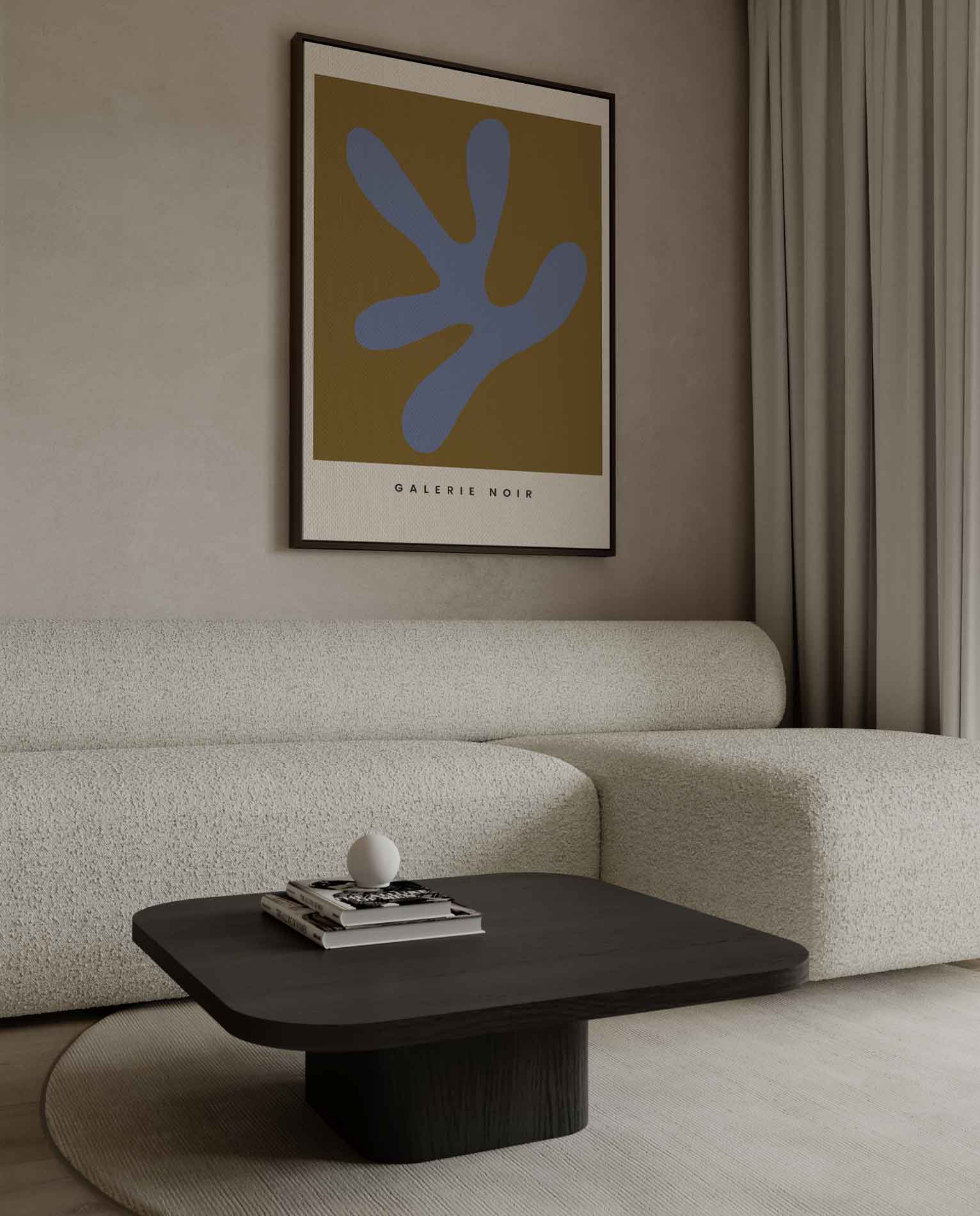 Abstracte Expressie in Blauw en Bruin Kunstwerk-canvas-dibond-plexiglas-wanddecoratie-WallArtistic