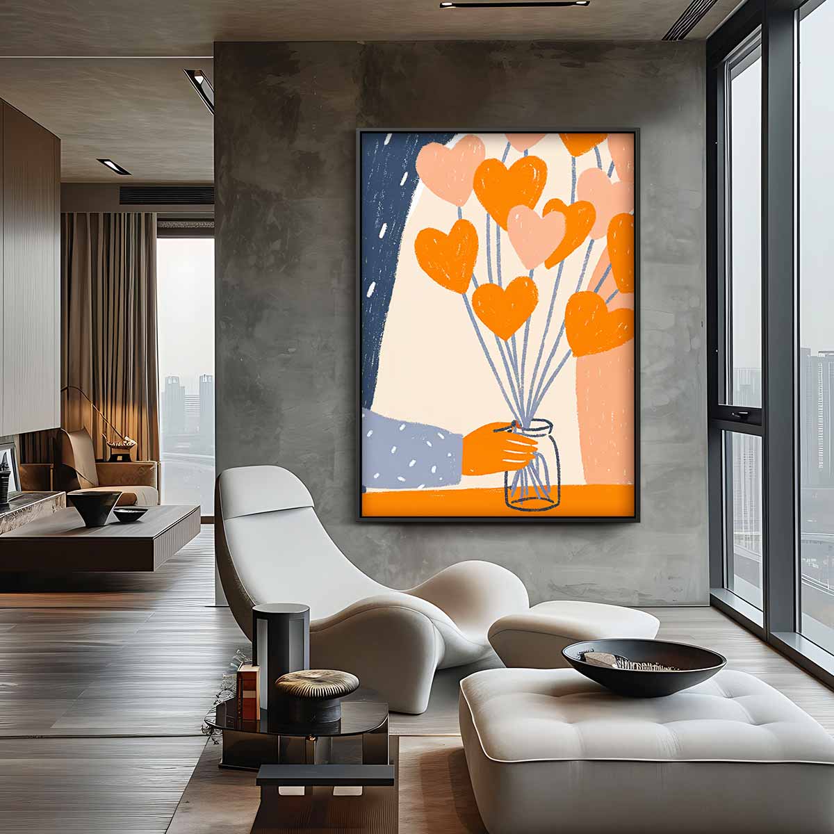 Warme Hartjes Boeketten Kunstwerk-canvas-dibond-plexiglas-wanddecoratie-WallArtistic