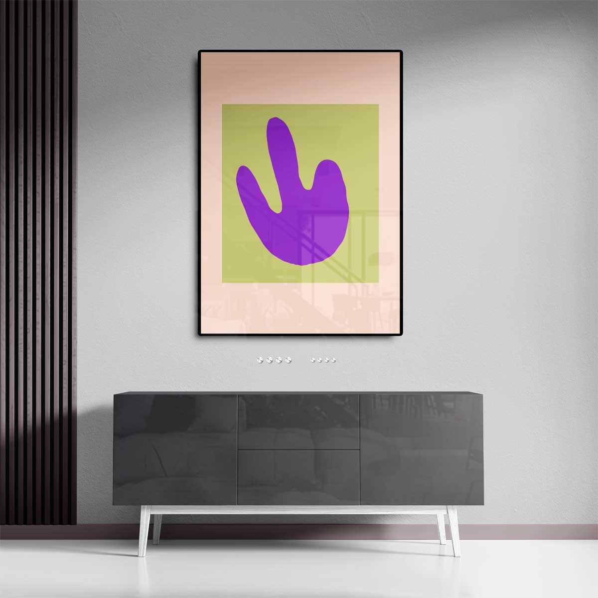 Paarse Abstracte Handafdruk Kunstwerk-canvas-dibond-plexiglas-wanddecoratie-WallArtistic