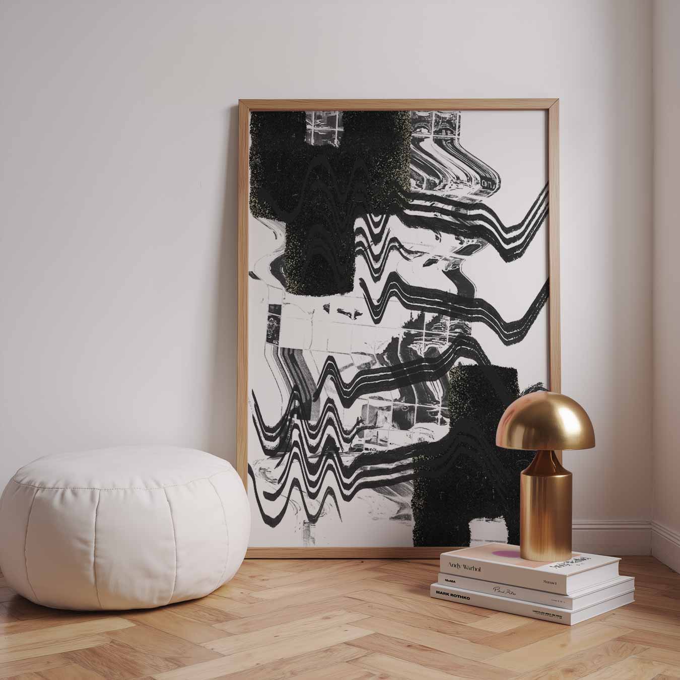 Abstracte Zwart-Wit Golven Poster-WallArtistic