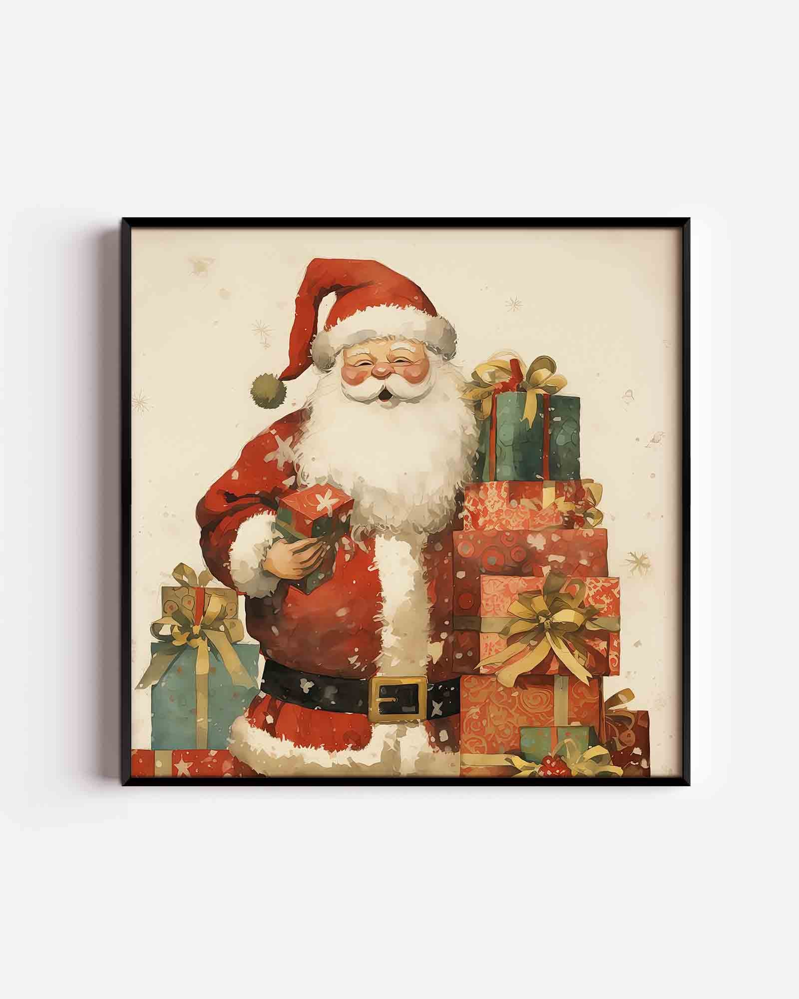 Kerstman met cadeaus Poster