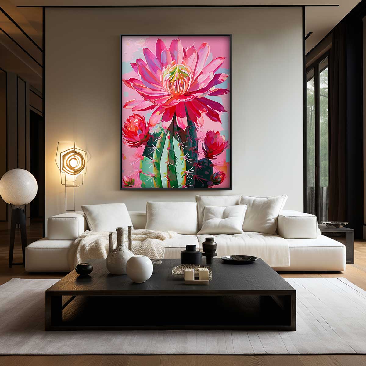 Bloeiende Cactus in Levendige Kleuren Kunstwerk-canvas-dibond-plexiglas-wanddecoratie-WallArtistic