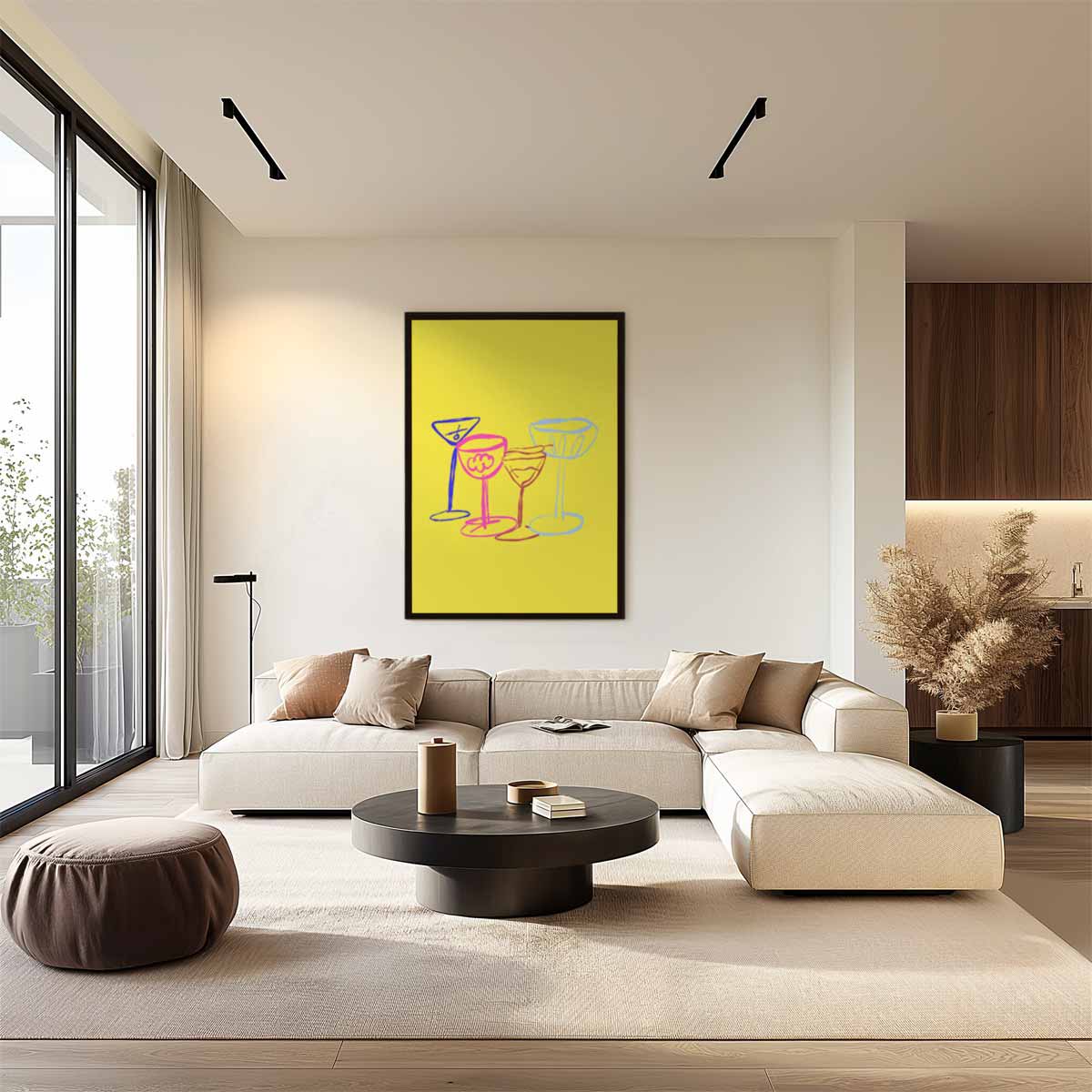 Vrolijke Glazen Illustratie Kunstwerk-canvas-dibond-plexiglas-wanddecoratie-WallArtistic