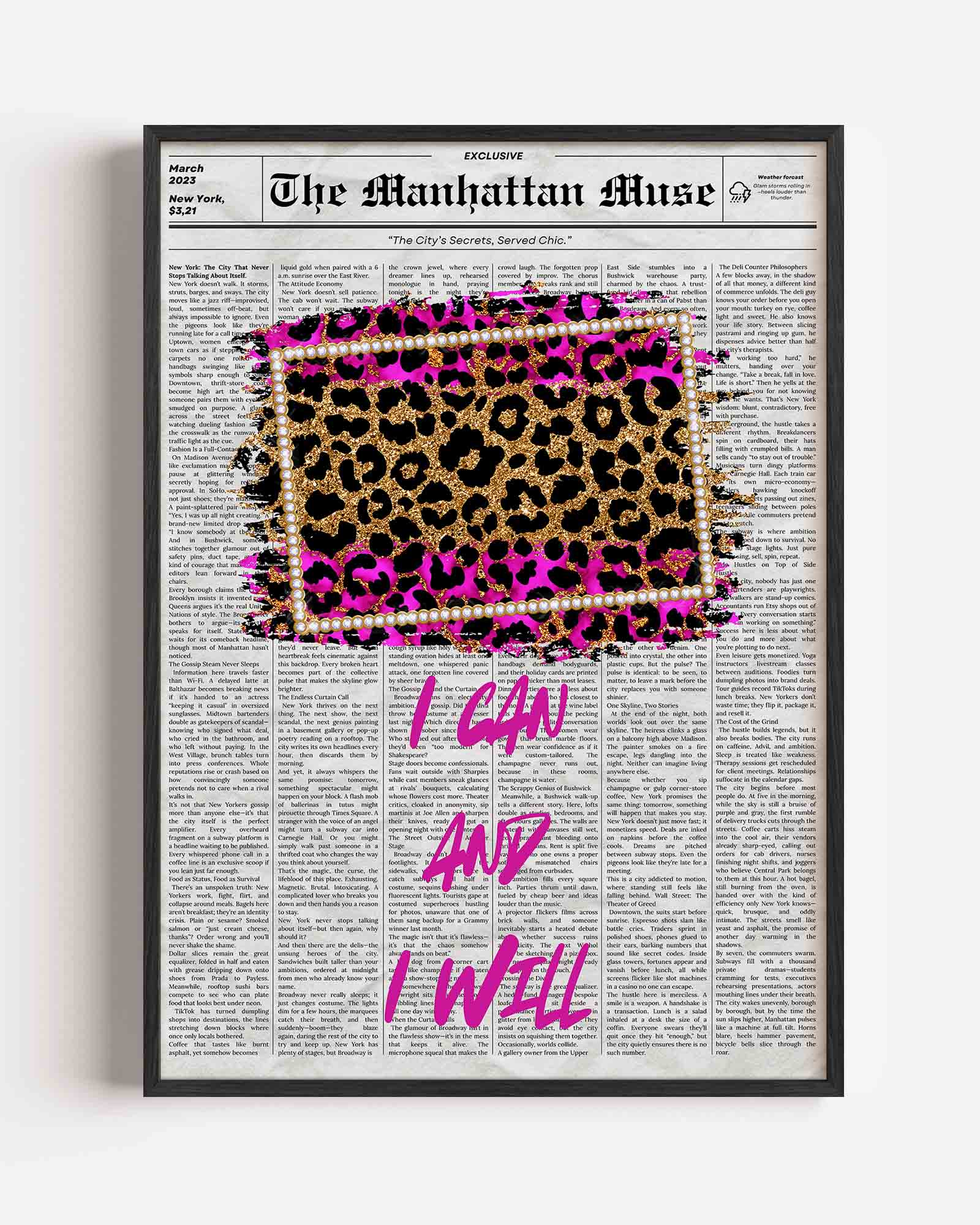 Luipaardprint en tekst Poster