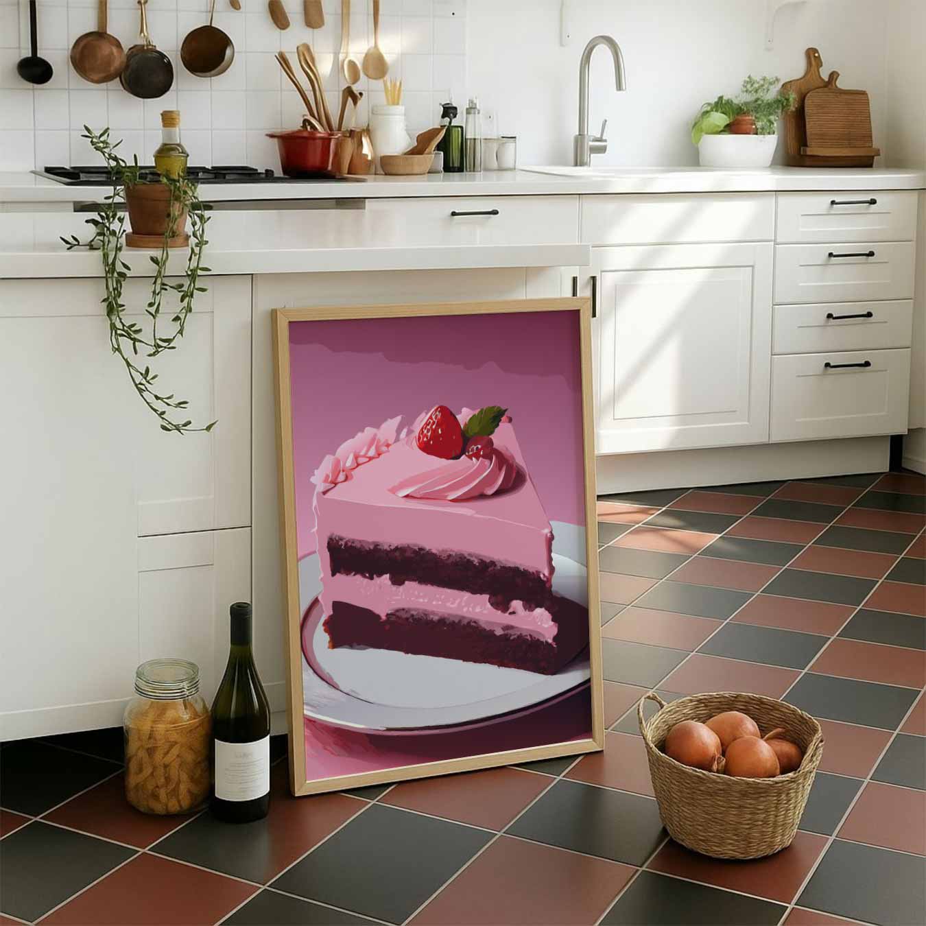 Zoete Verleiding Aardbeien Taart Poster