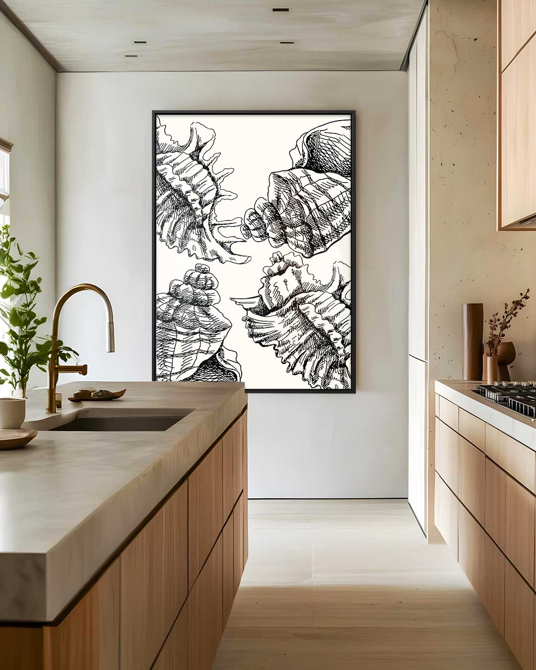 Schelpenschets op Zacht Canvas Kunstwerk-canvas-dibond-plexiglas-wanddecoratie-WallArtistic