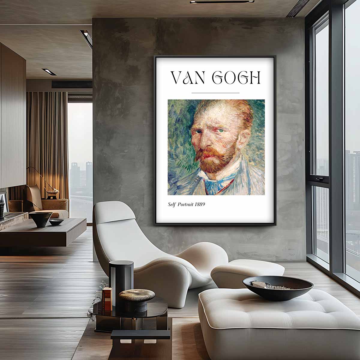 Van Gogh's Zelfportret 1889 Kunstwerk-canvas-dibond-plexiglas-wanddecoratie-WallArtistic