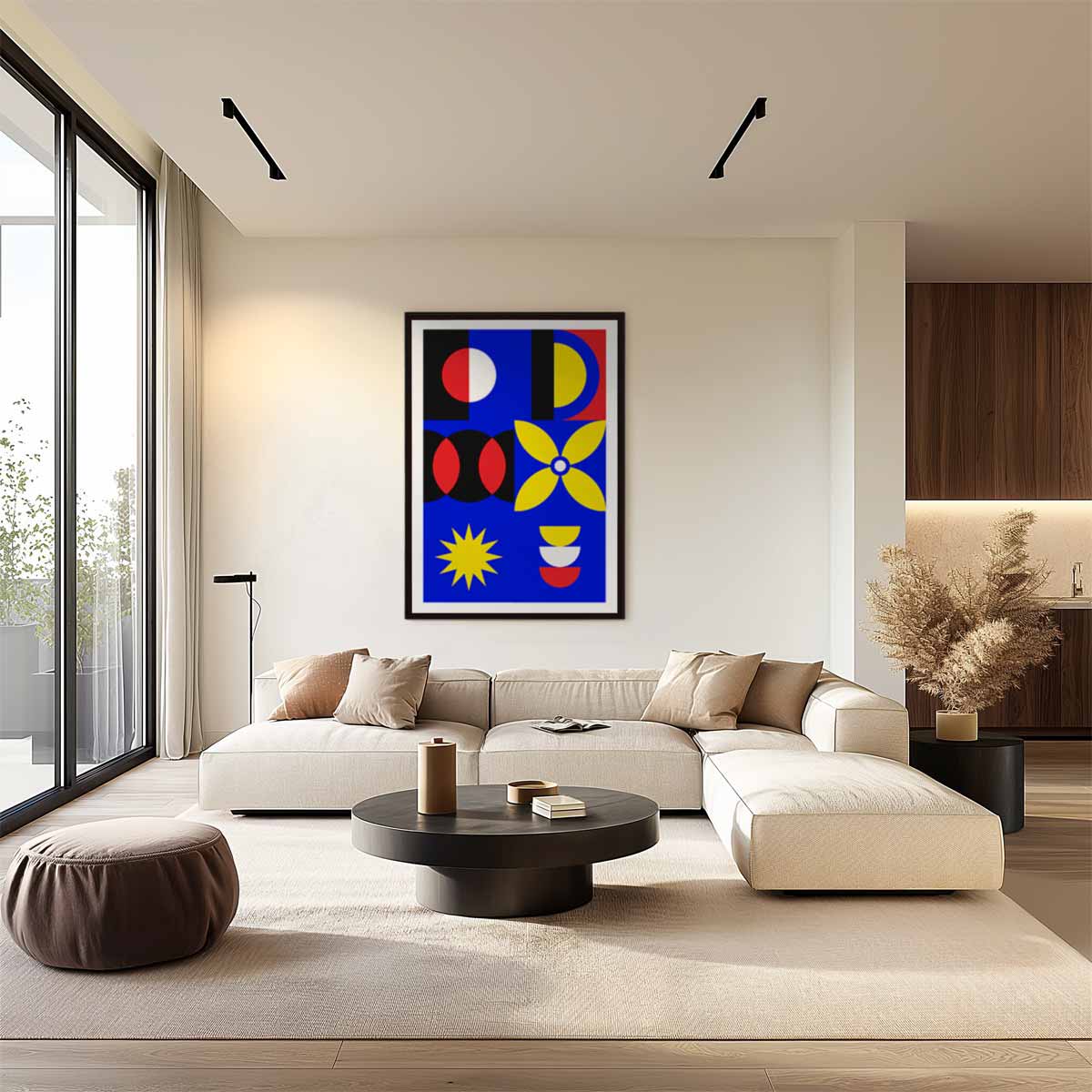 Kleurrijke Geometrische Compositie Kunstwerk-canvas-dibond-plexiglas-wanddecoratie-WallArtistic