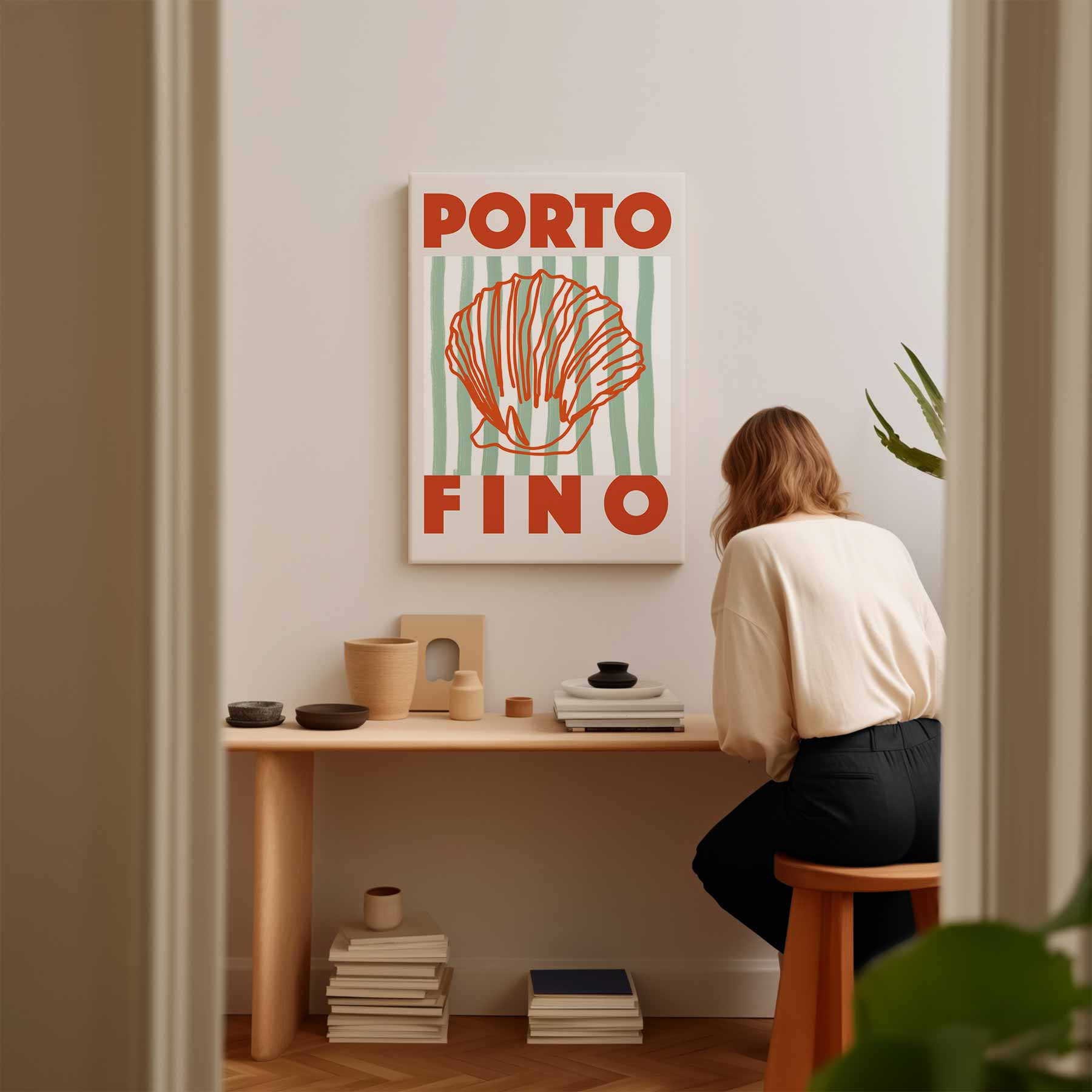Portofino Zee Schelp Kunstwerk-canvas-dibond-plexiglas-wanddecoratie-WallArtistic