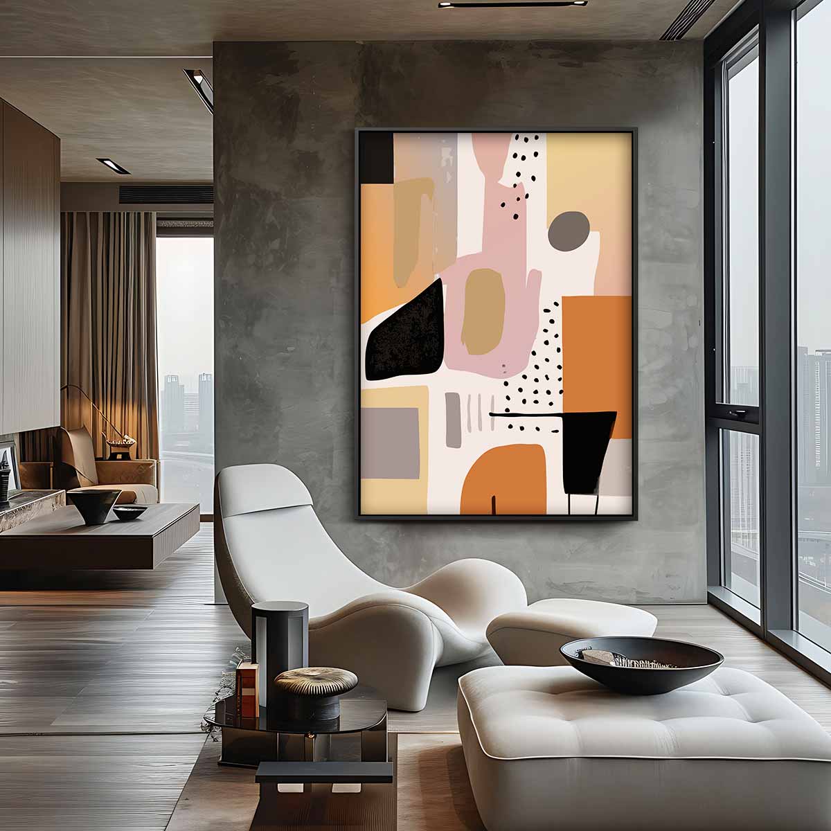 Abstracte Bruine Harmonie Kunstwerk-canvas-dibond-plexiglas-wanddecoratie-WallArtistic
