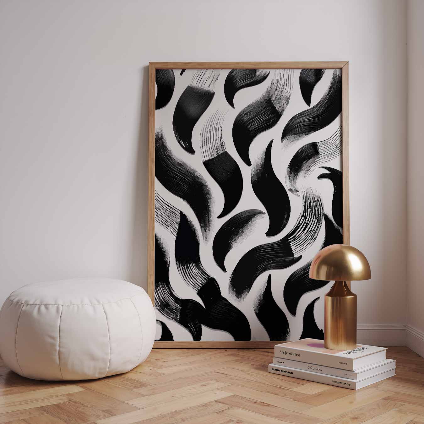 Elegante Zwart-Wit Borstelvegen Poster