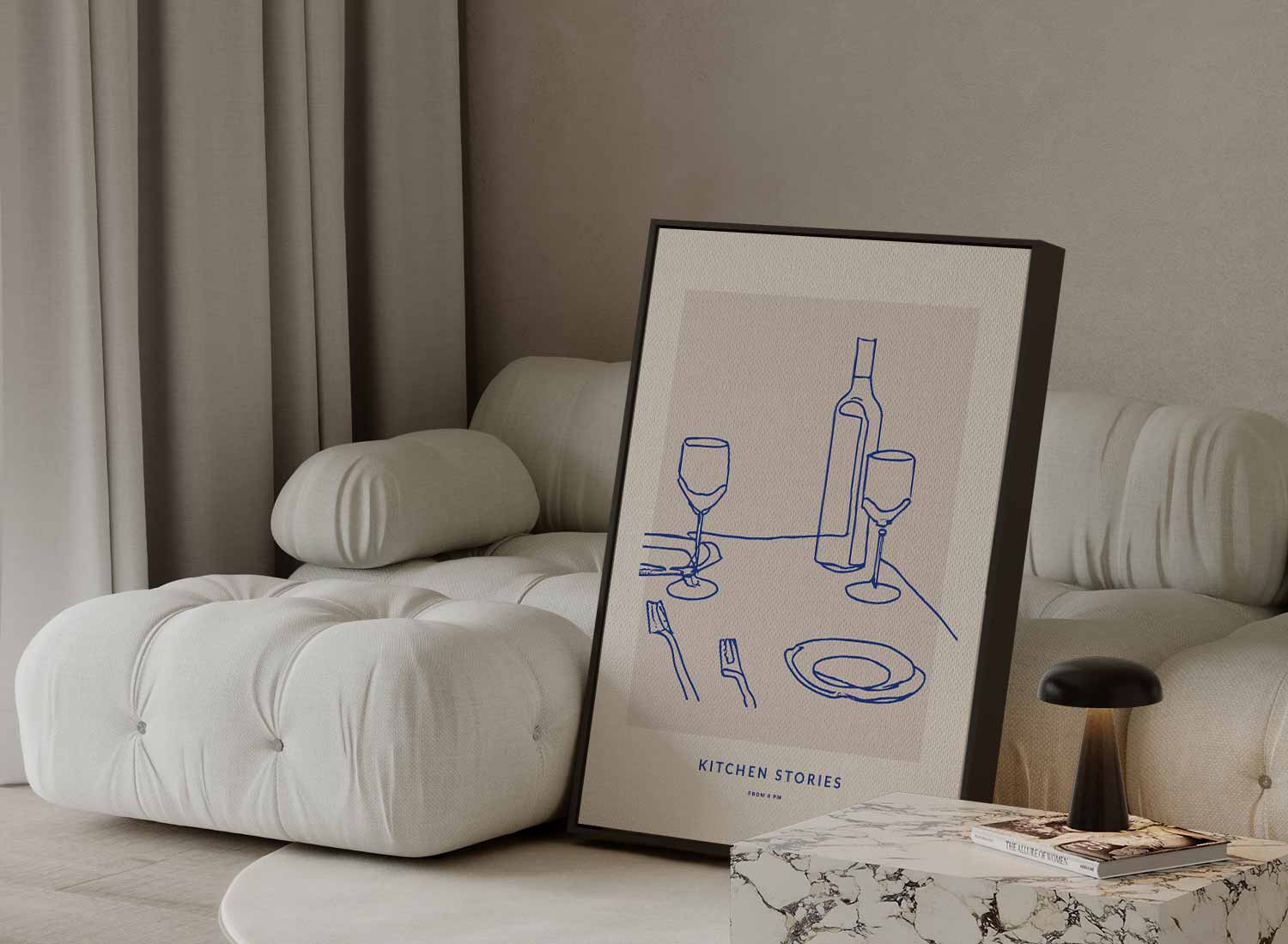 Eenvoudige Tafelscène Illustratie Kunstwerk-canvas-dibond-plexiglas-wanddecoratie-WallArtistic