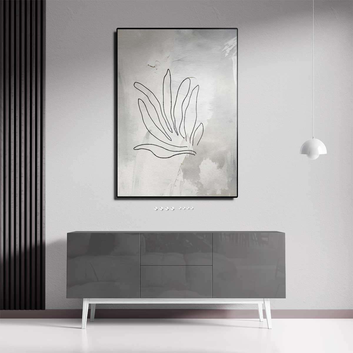 Organische Zwart-Wit Compositie Kunstwerk-canvas-dibond-plexiglas-wanddecoratie-WallArtistic
