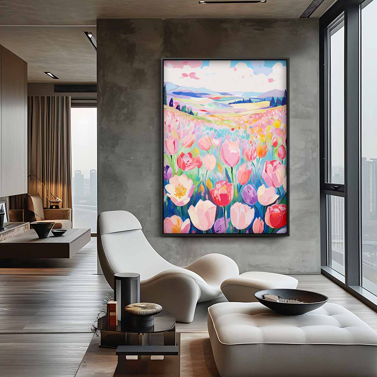 Bloemenveld in Volle Bloei Kunstwerk-canvas-dibond-plexiglas-wanddecoratie-WallArtistic