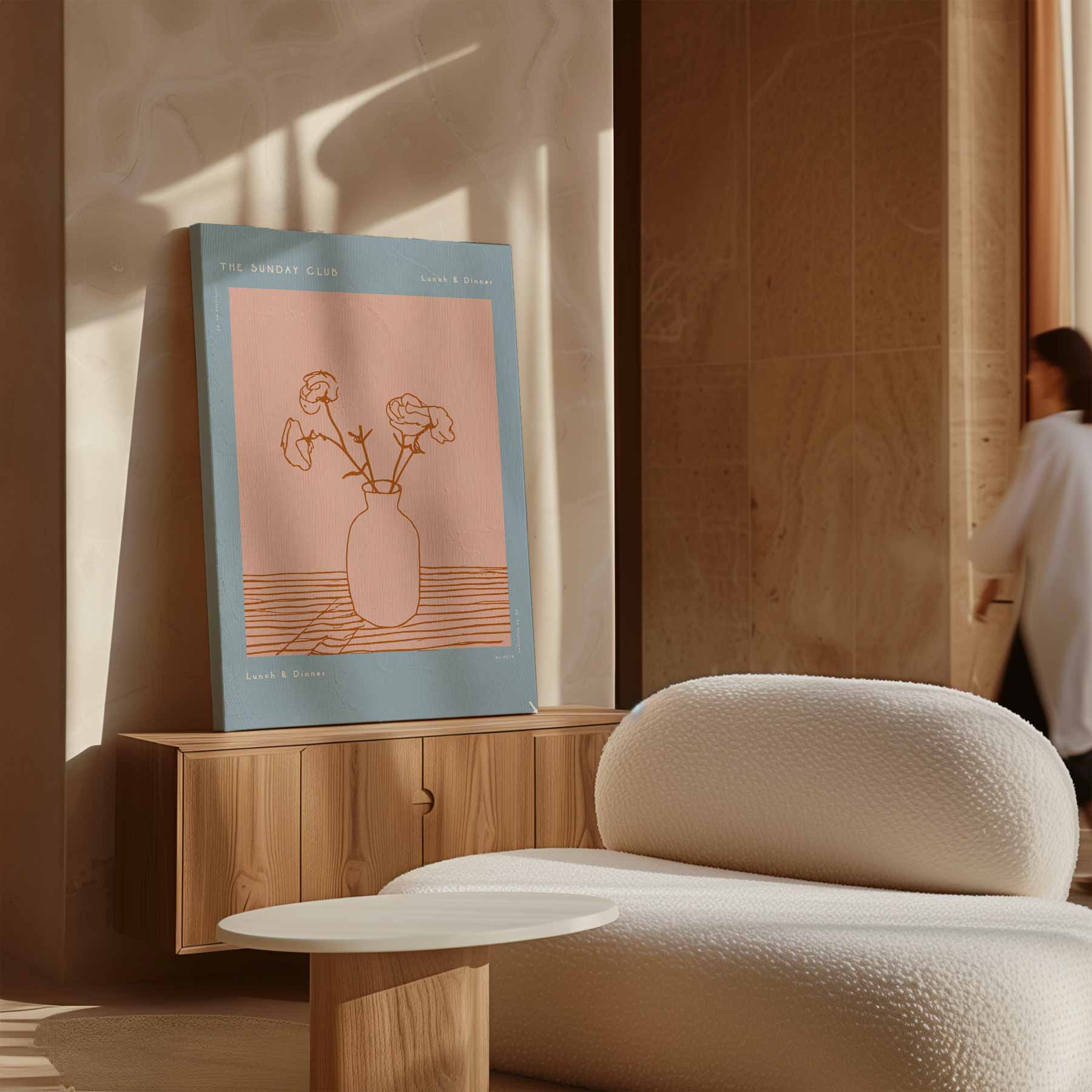 Eenvoudige Bloemenvaas Kunstwerk-canvas-dibond-plexiglas-wanddecoratie-WallArtistic