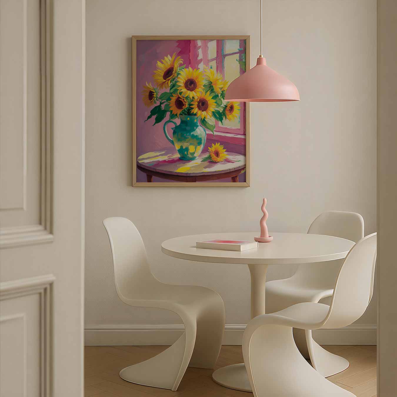 Zonnige Zonnebloemen in Vaasje Poster-WallArtistic