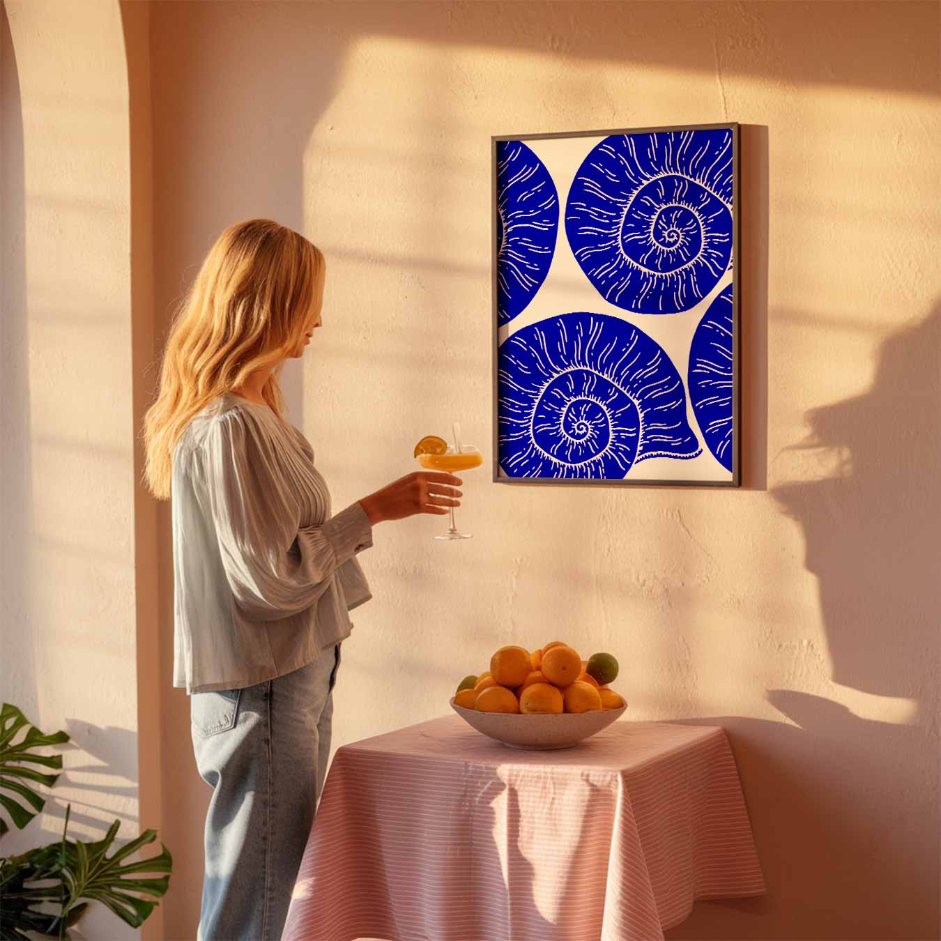 Spiralen in Blauw Poster