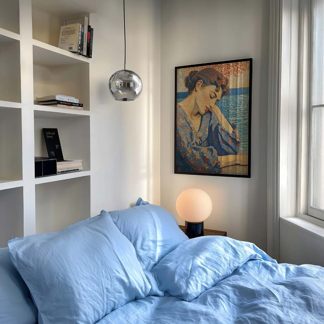 Dromerige Mozaïek Vrouw aan Zee Poster-WallArtistic