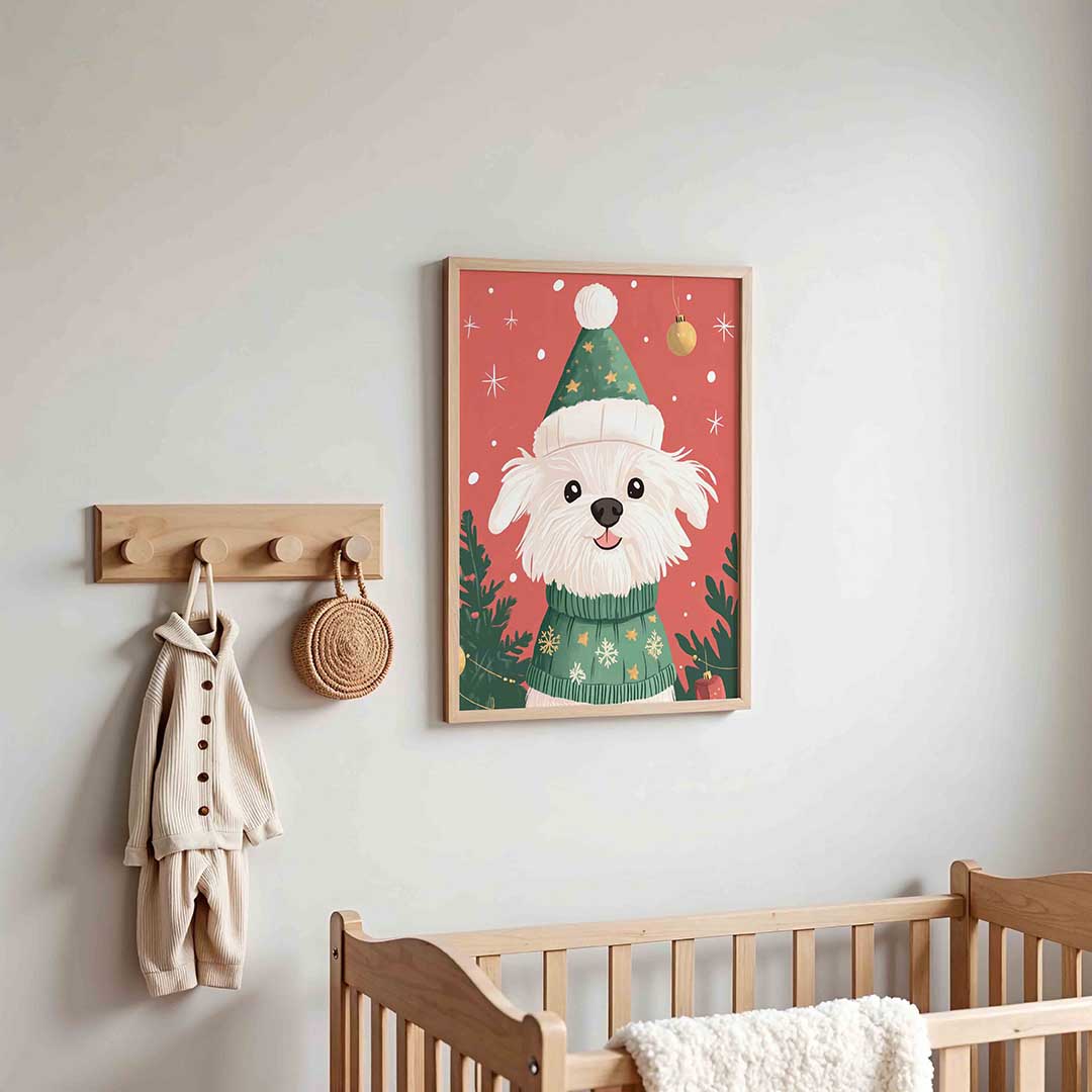 Hond met kersttrui Poster