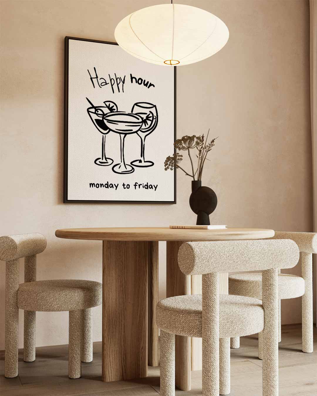 Happy Hour Illustratie Kunstwerk-canvas-dibond-plexiglas-wanddecoratie-WallArtistic