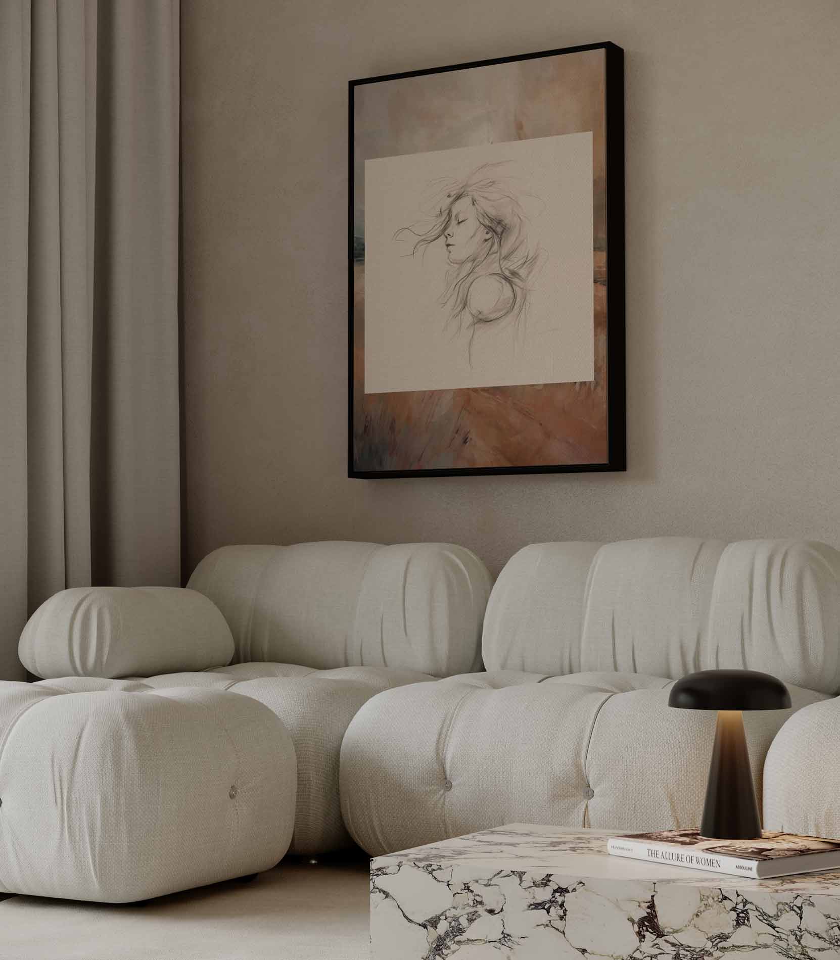 Dromerig Portret Kunstwerk-canvas-dibond-plexiglas-wanddecoratie-WallArtistic