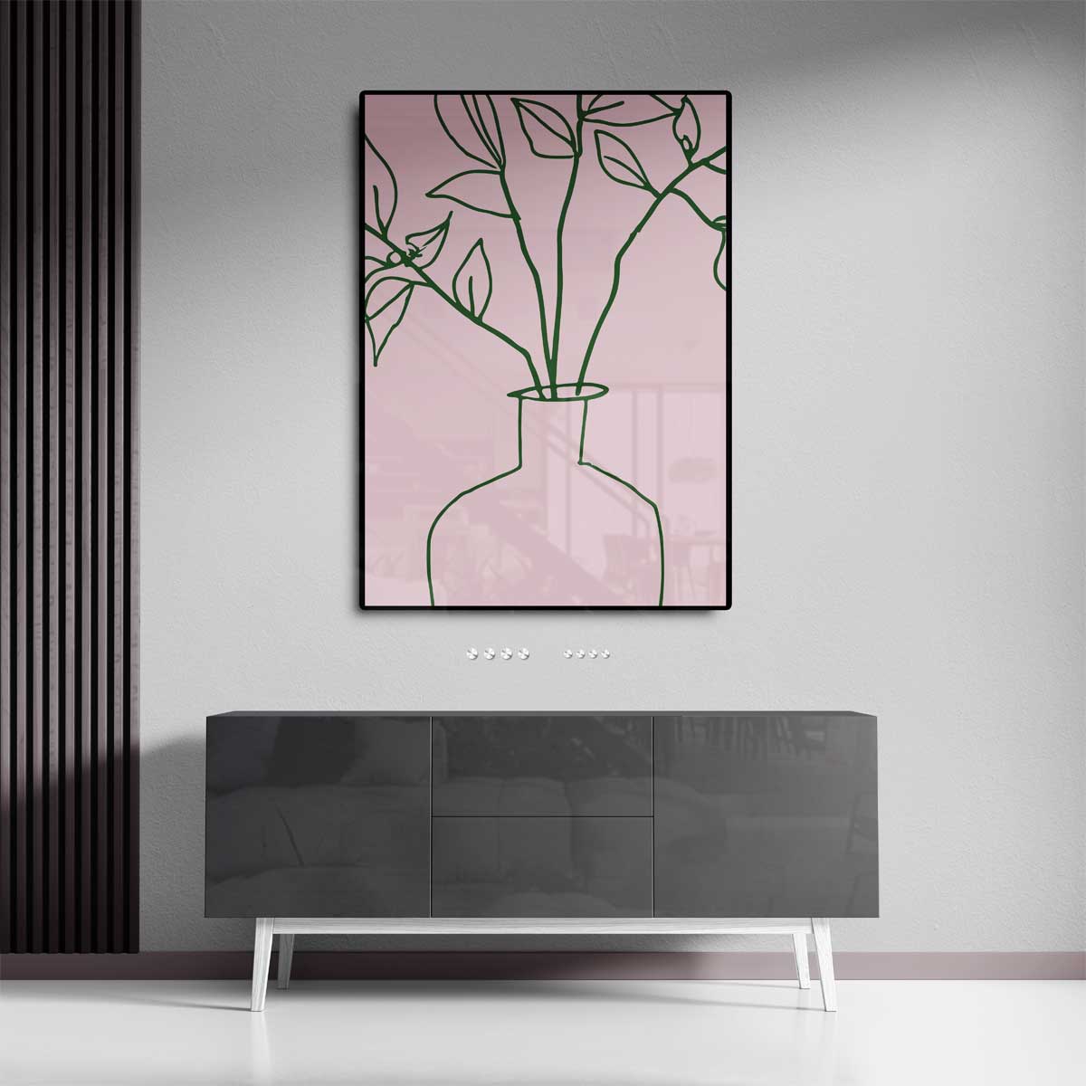 Simpele Botanical Vaas Illustratie Kunstwerk-canvas-dibond-plexiglas-wanddecoratie-WallArtistic