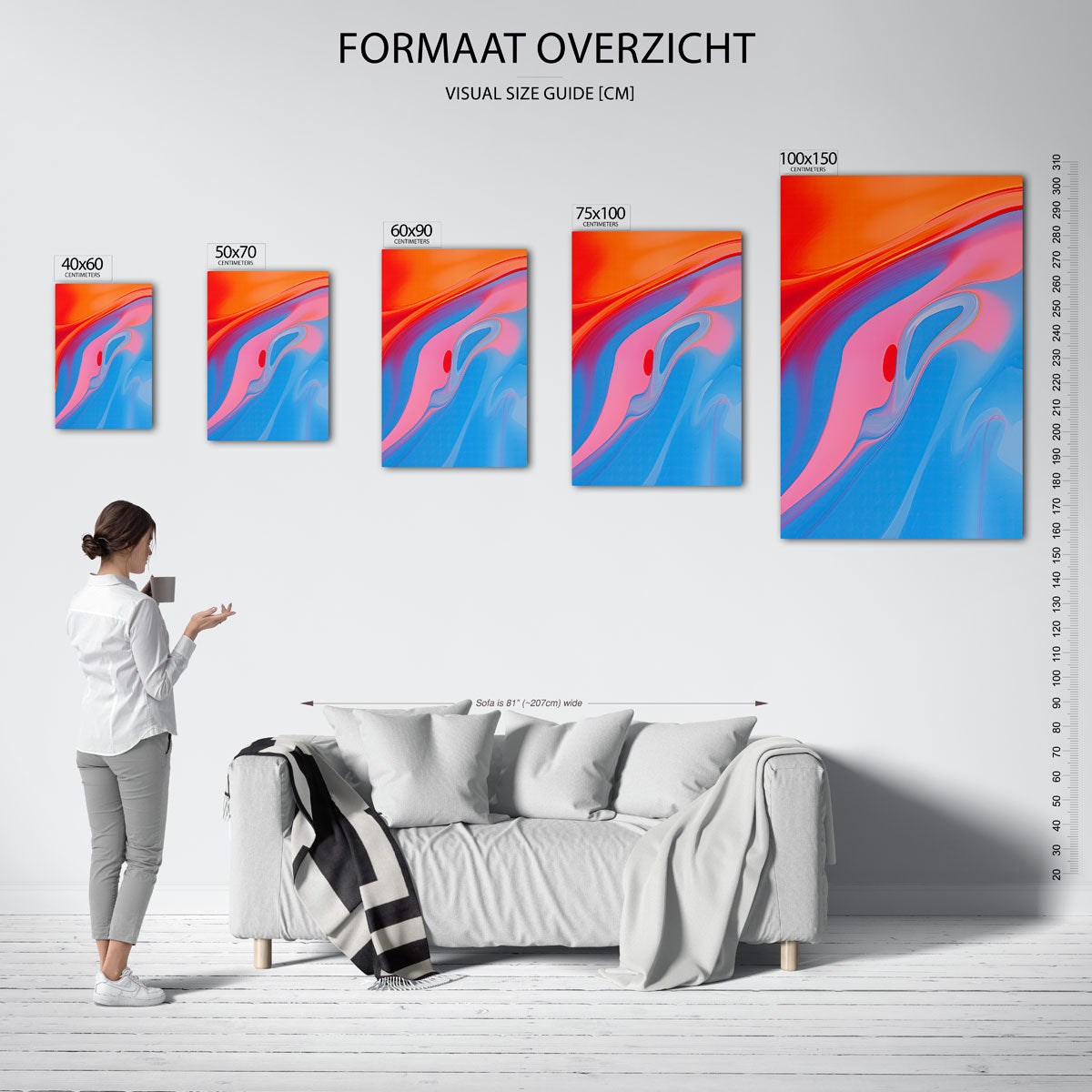 Vloeiende kleurencompositie Kunstwerk