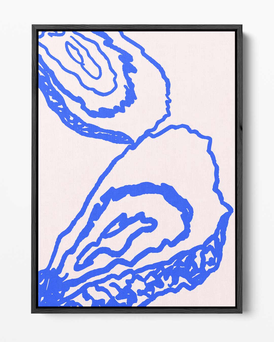 Abstracte Blauwe Contouren op Beige Kunstwerk-canvas-dibond-plexiglas-wanddecoratie-WallArtistic