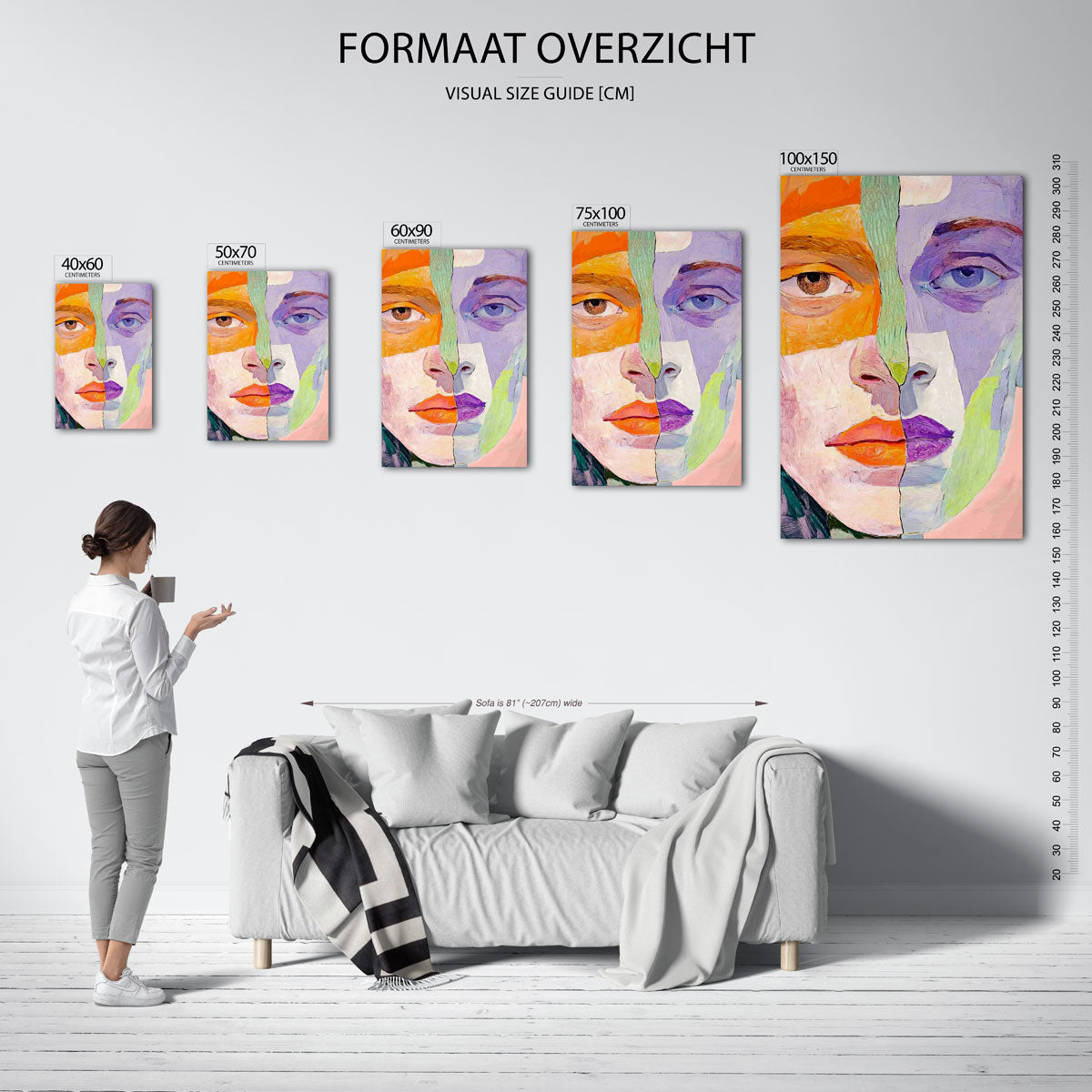 Kleurrijk gezichtsduo Kunstwerk