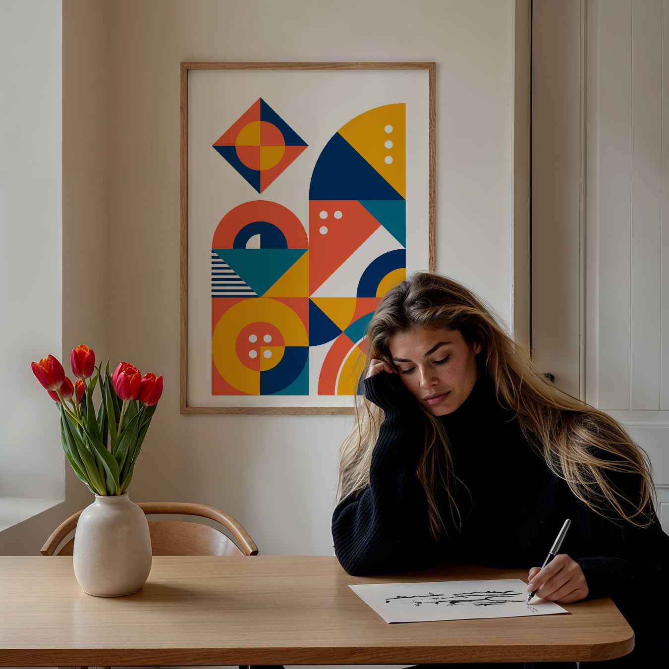 Vrolijke Geometrische Kunstposter