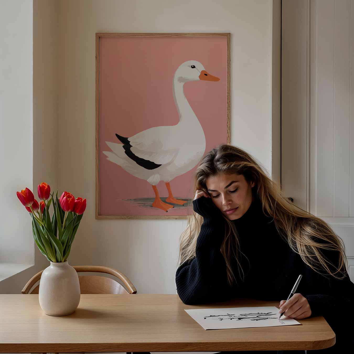 Elegante Gans Illustratie Poster-WallArtistic