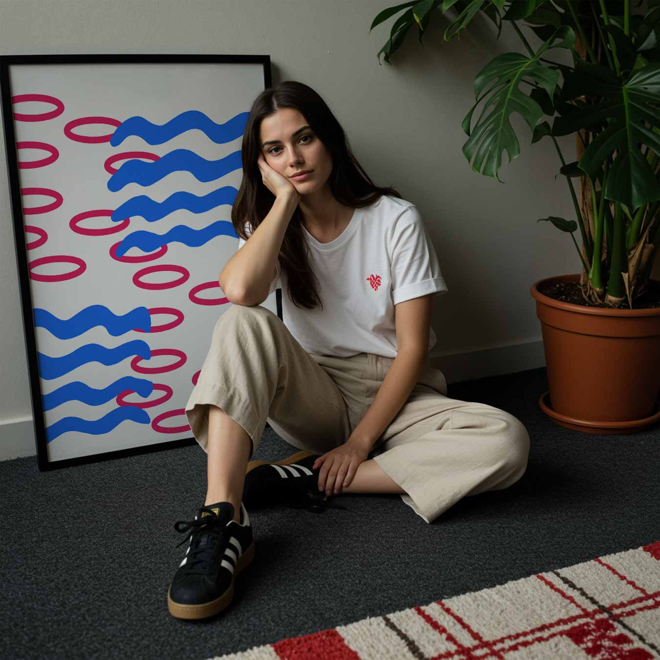 Kleurrijke Golven en Cirkels Poster-WallArtistic