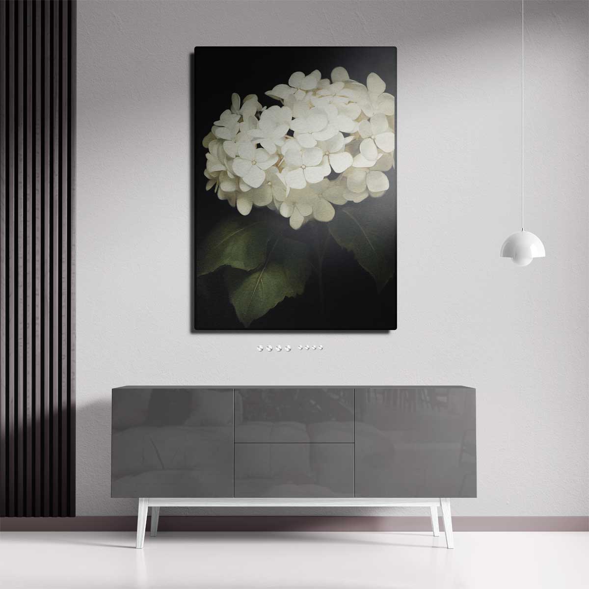Elegante Witte Hortensia Bloemen Kunstwerk-canvas-dibond-plexiglas-wanddecoratie-WallArtistic