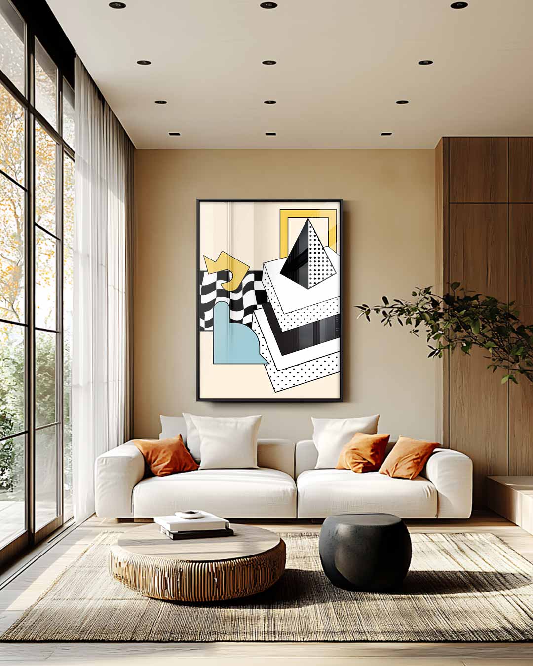 Vrolijke Geometrie Kunstwerk-canvas-dibond-plexiglas-wanddecoratie-WallArtistic