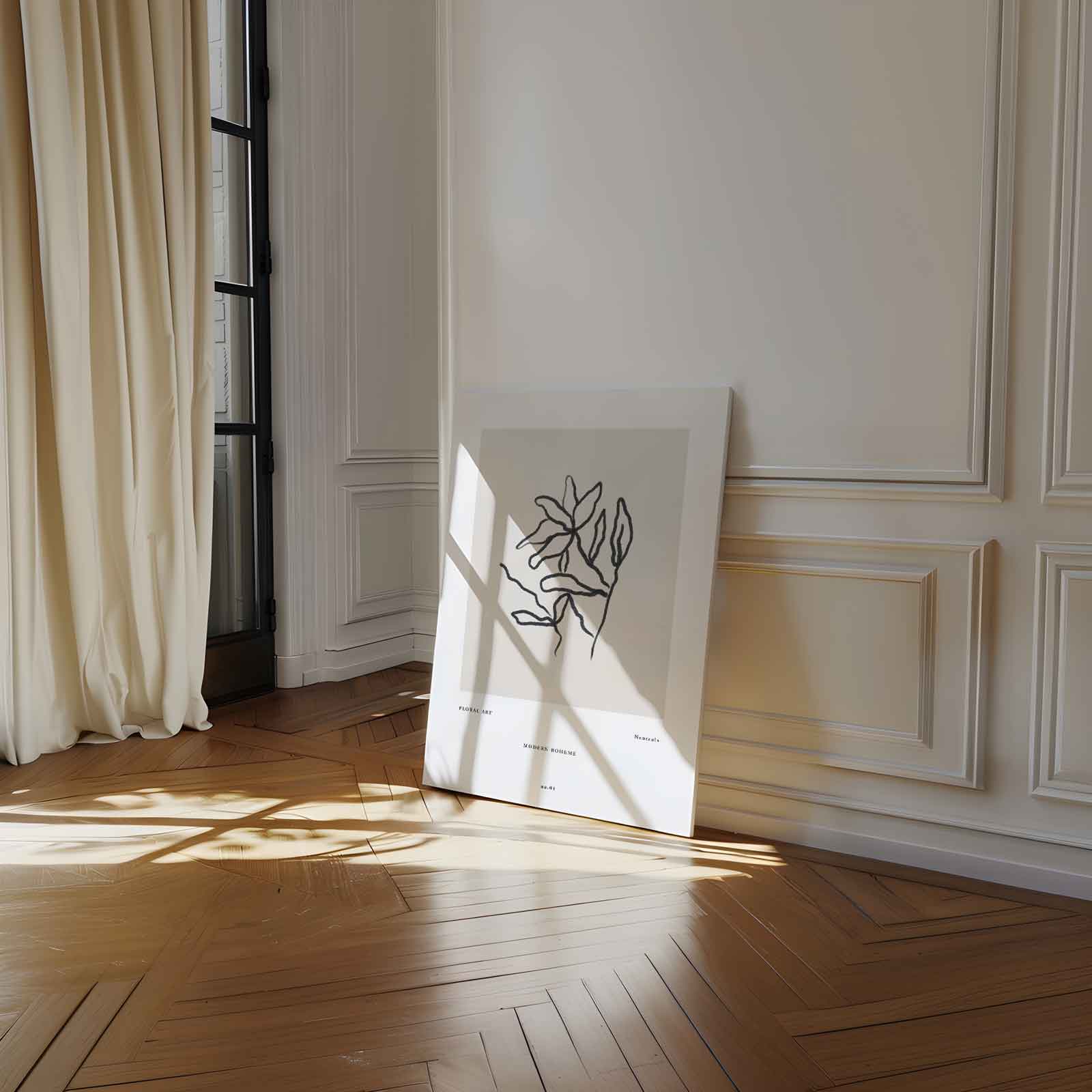 Minimalistische Bloemenlijntekening Kunstwerk-canvas-dibond-plexiglas-wanddecoratie-WallArtistic