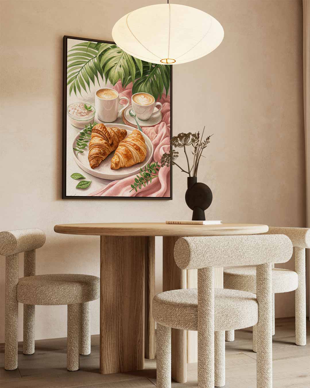 Croissants en Koffie Genot Kunstwerk-canvas-dibond-plexiglas-wanddecoratie-WallArtistic