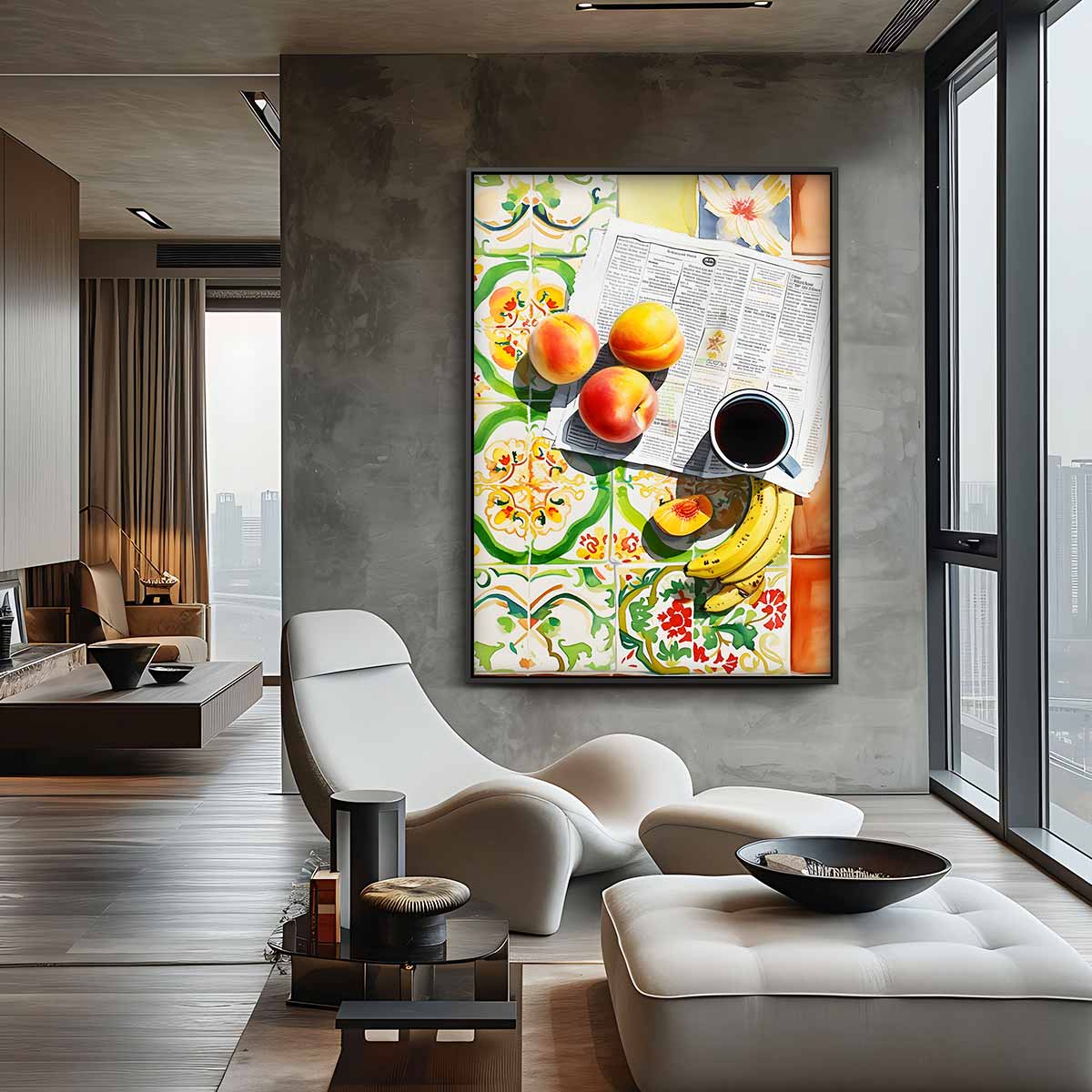 Zonnige Vruchten Ontbijt Kunstwerk-canvas-dibond-plexiglas-wanddecoratie-WallArtistic