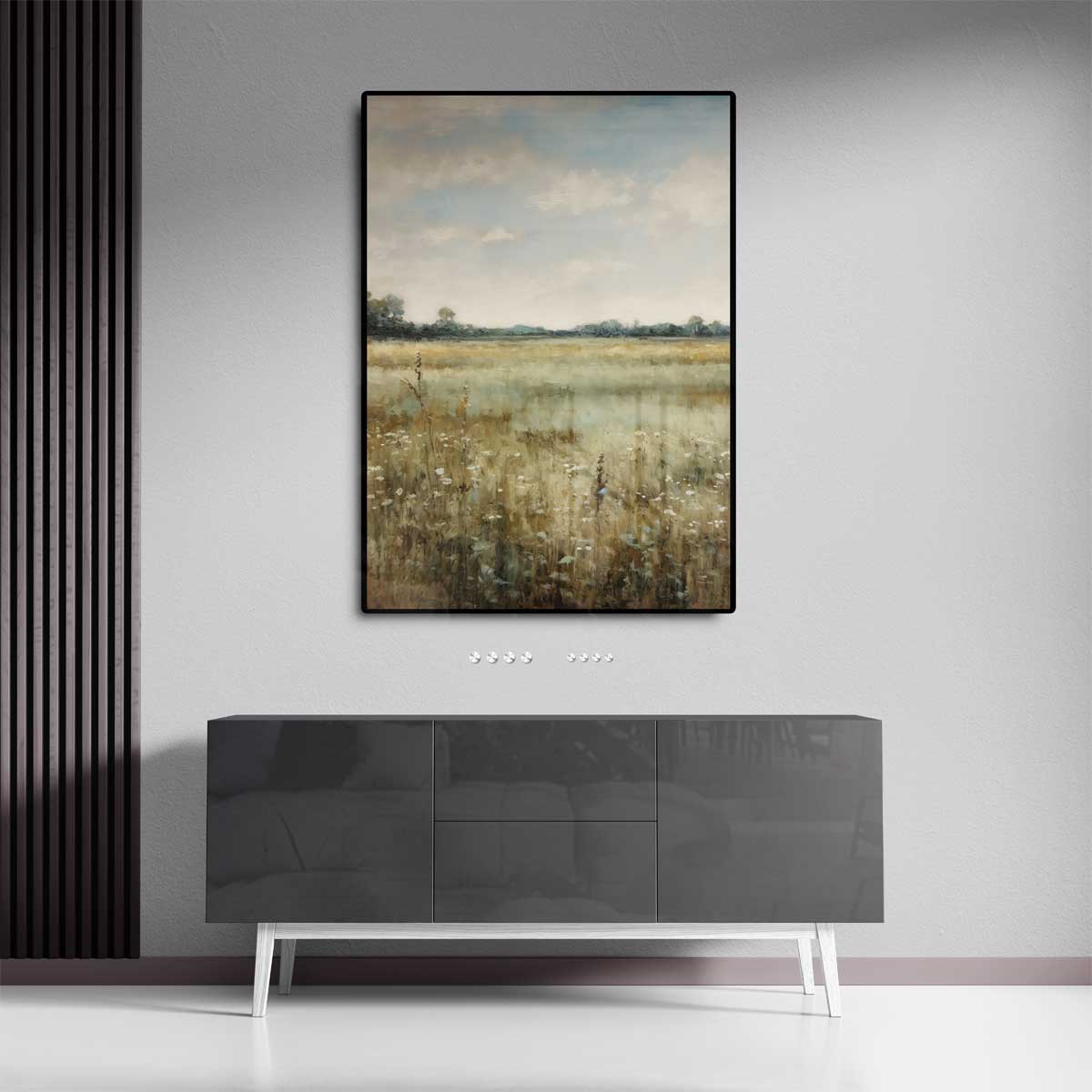 Zomerweide in de ochtend Kunstwerk-canvas-dibond-plexiglas-wanddecoratie-WallArtistic