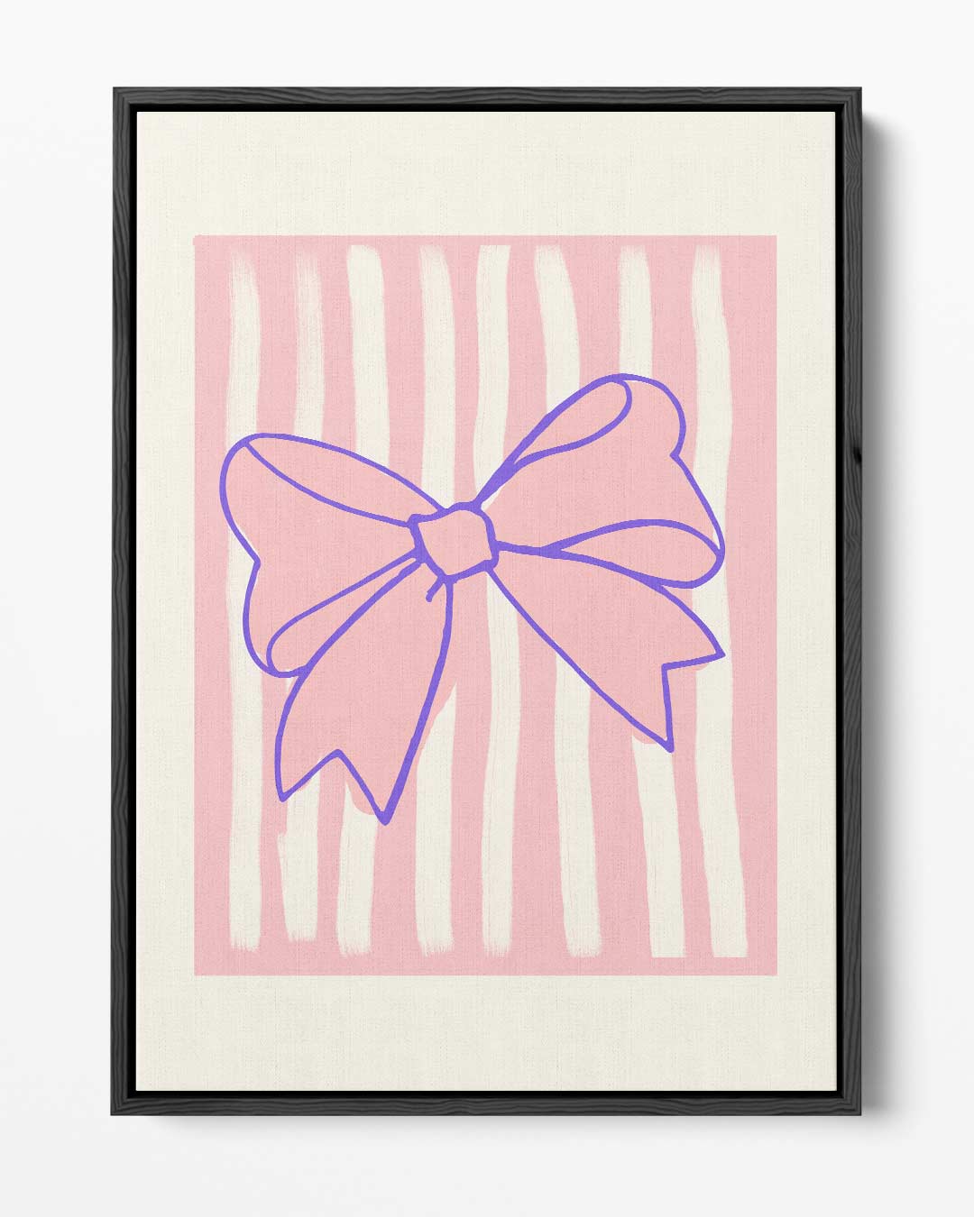 Speelse Strik op Roze Strepen Kunstwerk-canvas-dibond-plexiglas-wanddecoratie-WallArtistic