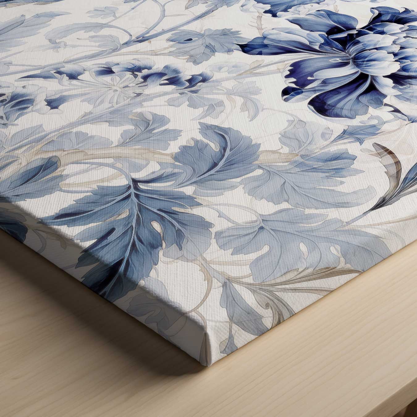 Dromerige Blauw-Witte Bloemen Kunstwerk-canvas-dibond-plexiglas-wanddecoratie-WallArtistic